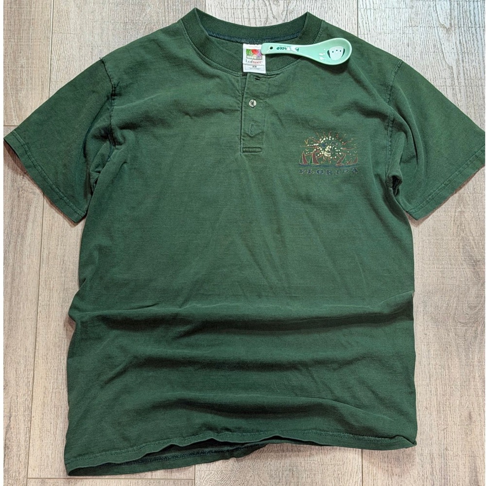Vintage Henley Shirt Mens M Green Florida tag